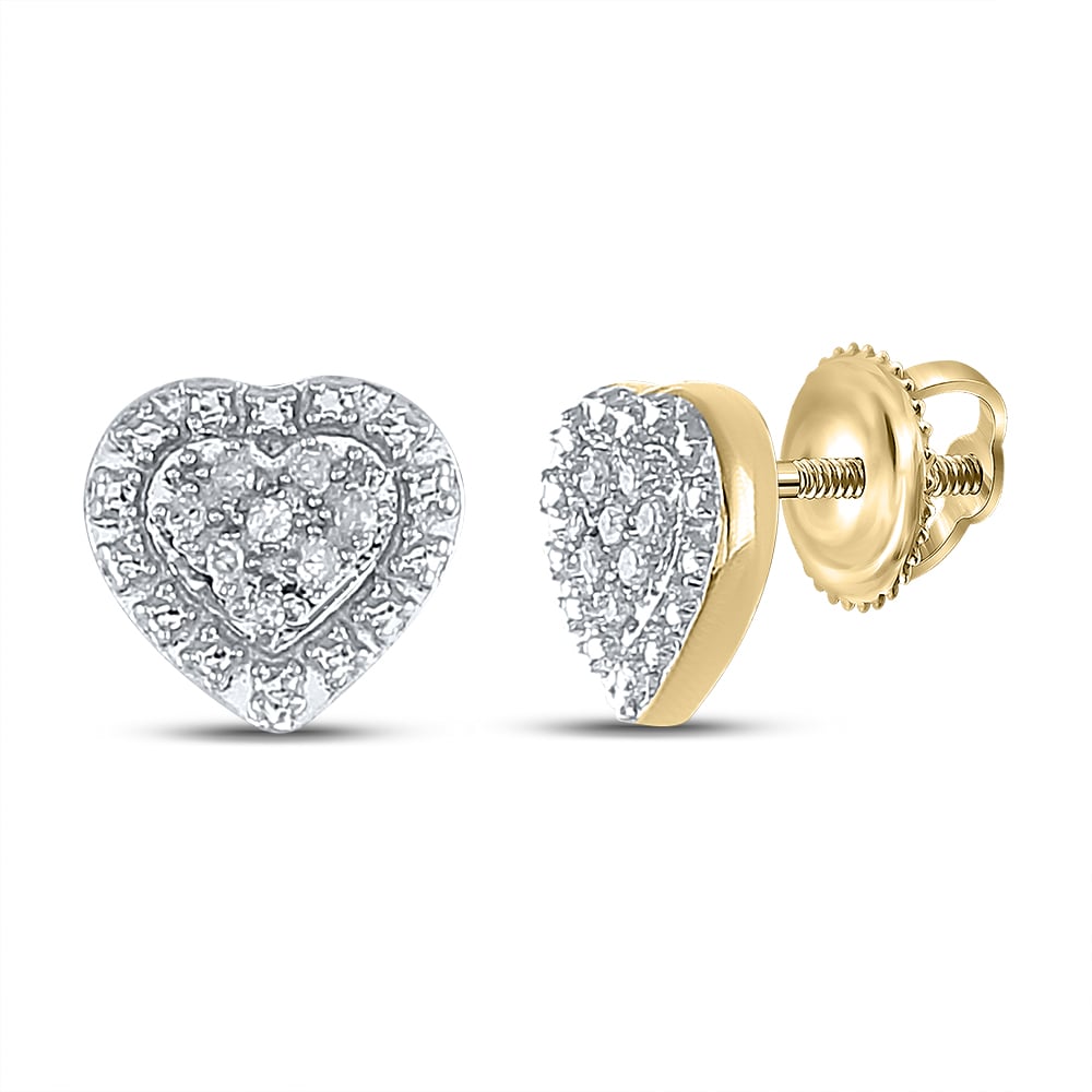 Picture of GND 57787 0.05 Cttw Yellow Tone Sterling Silver Womens Round Diamond Heart Cluster Stud Earrings&#44; Yellow