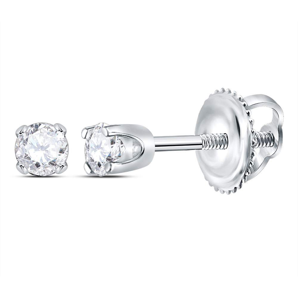 68271 0.08 CTW 14KT White Gold Girls Infant Round Diamond Solitaire Stud Earrings -  GND