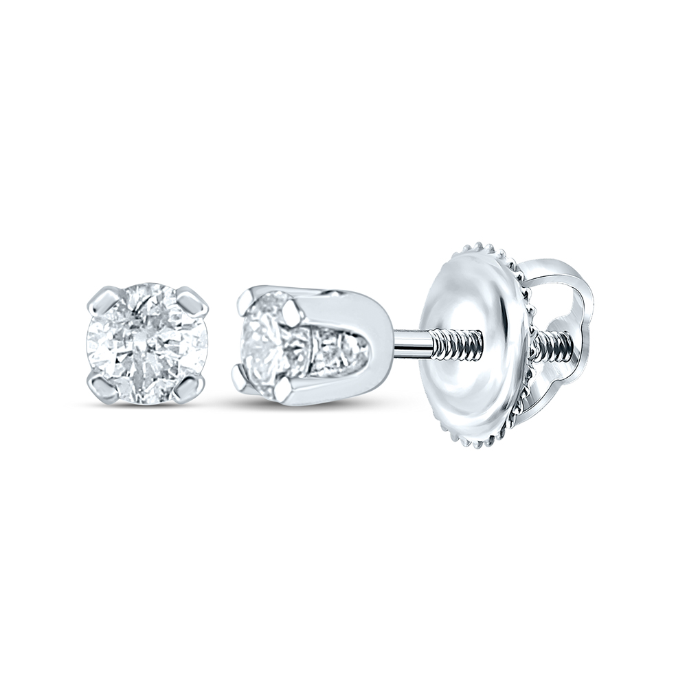 68274 0.01 CTW 14KT White Gold Girls Infant Round Diamond Solitaire Stud Earrings -  GND