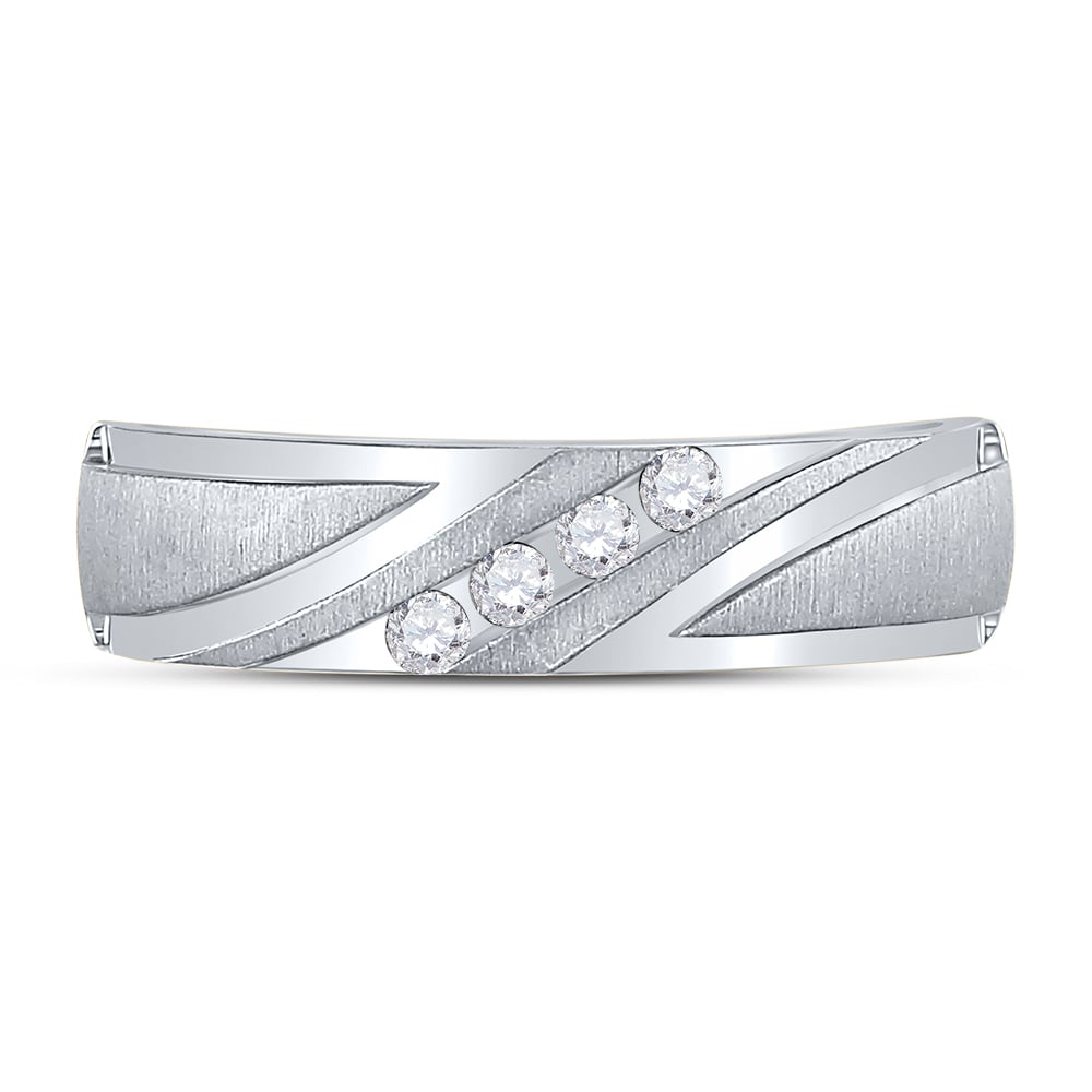 Picture of Gold & Diamond 85693 10KT White Gold Mens Round Diamond Wedding Channel Set Band Ring - 0.166 Carats Weight - Size 10
