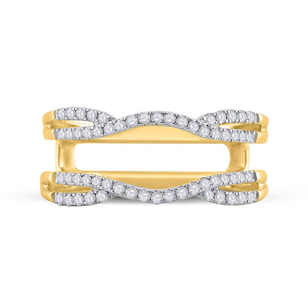 Picture of GND 92700 14KT Yellow Gold Womens Round Diamond Curved Wrap Ring Guard Enhancer - 0.33 CTTW - Size 7