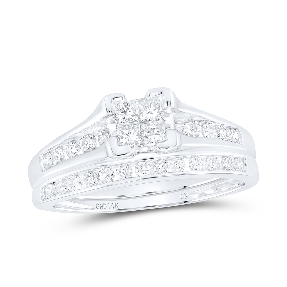 Picture of Gold N Diamonds 96390 0.5 CTTW 14kt White Gold Womens Princess Diamond Bridal Wedding Engagement Ring Band Set