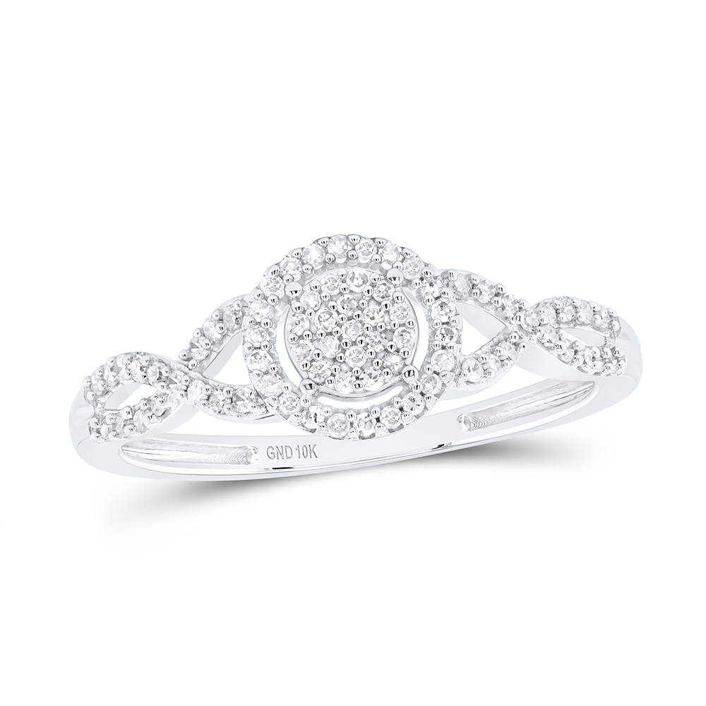Picture of GND 97821 10kt White Gold Womens Round Diamond Cluster Twist Bridal Wedding Engagement Ring&#44; 0.2 CTTW