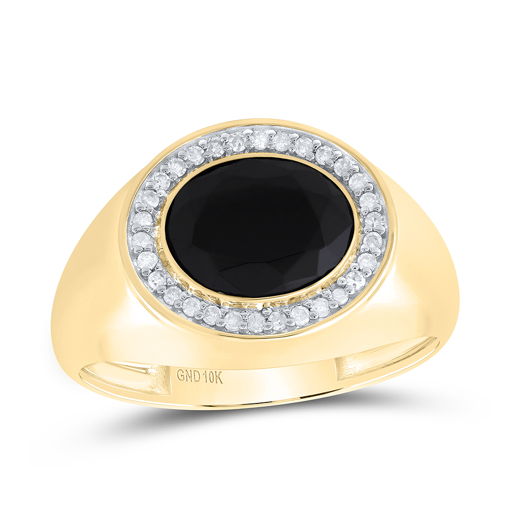 Picture of GND 175289 0.16 CTW Diamond P1 10 x 8 mm Oval Onyx Black Mens Ring