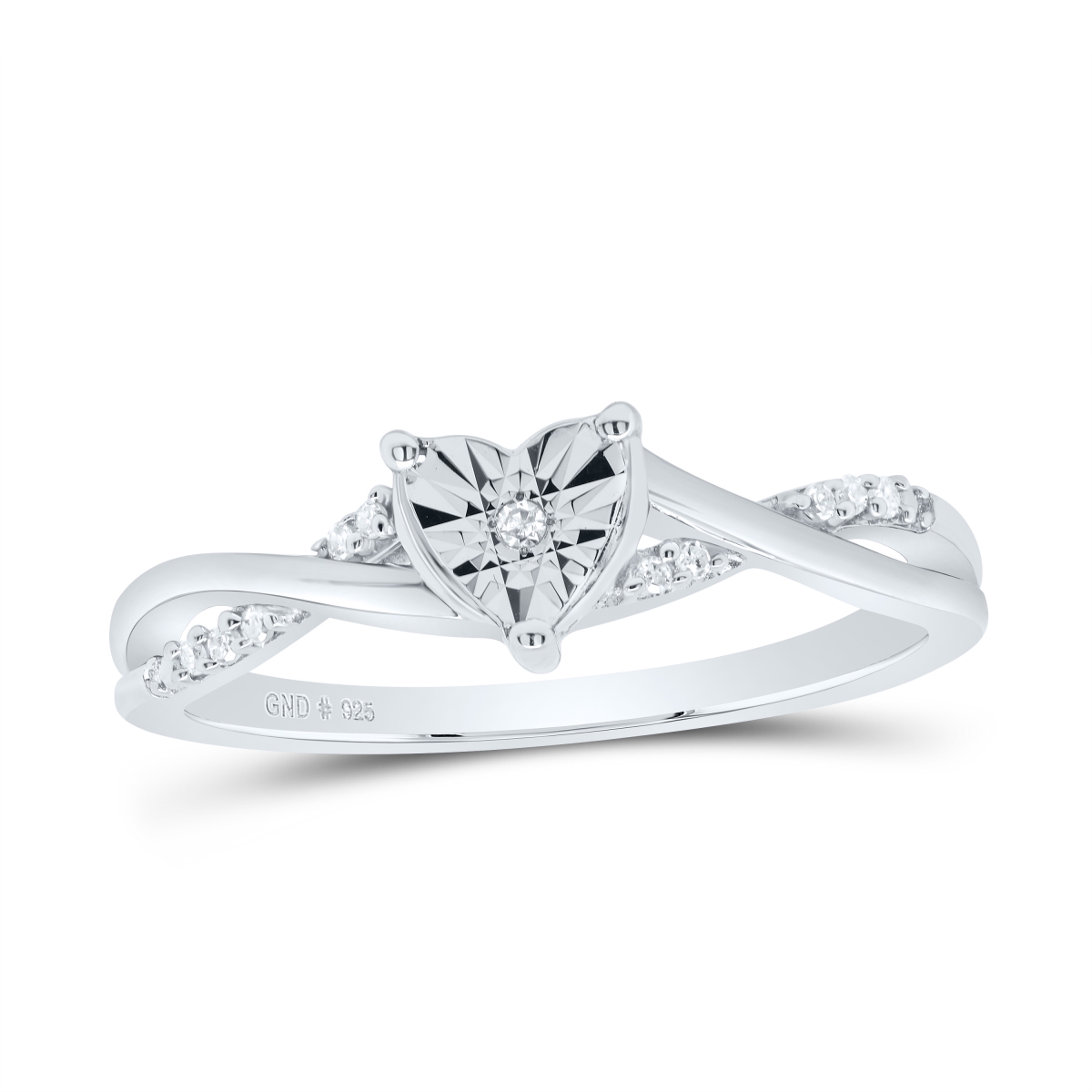 Picture of Gold N Diamonds 185007 0.05 CTW Sterling Silver Diamond P1 Gift Heart Ring