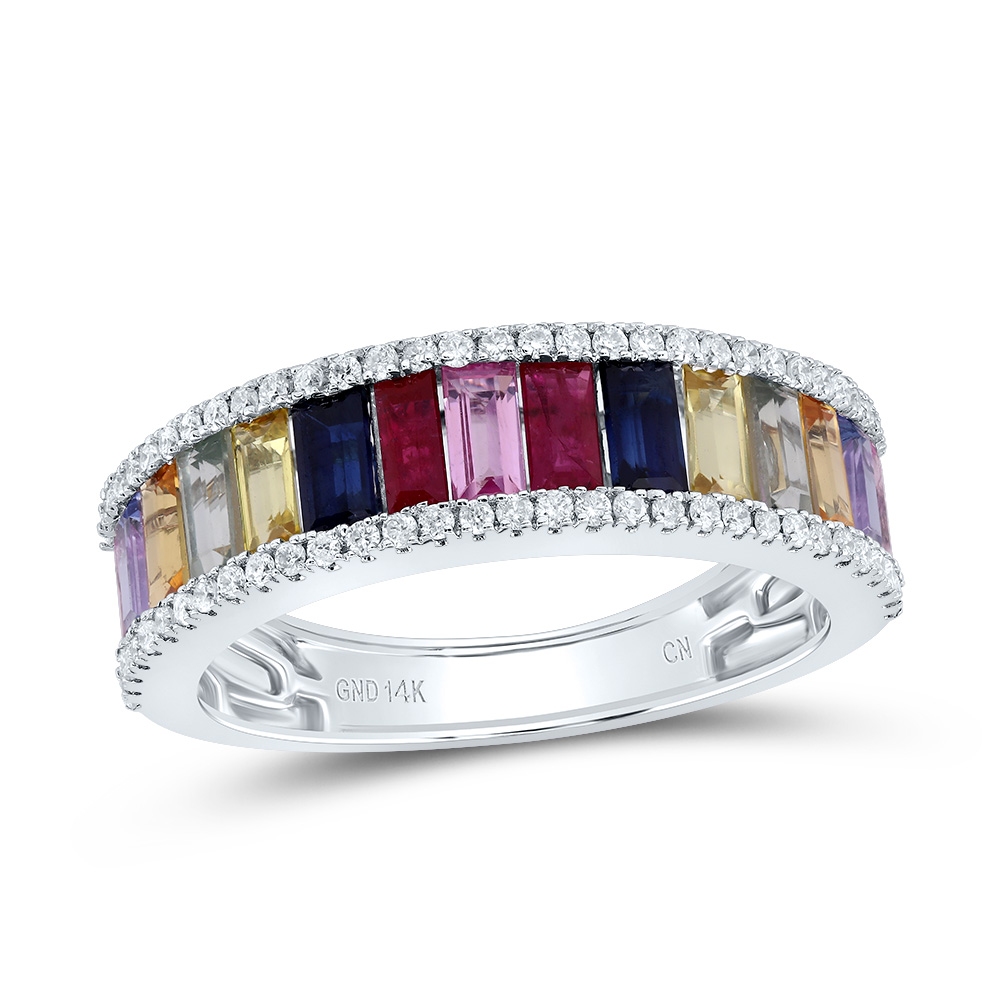 Picture of Gold N Diamonds 185364 0.25 CTW Diamond CN 2 Cut Bag-NAT Gemstone Multi Clear Sapphire Ring