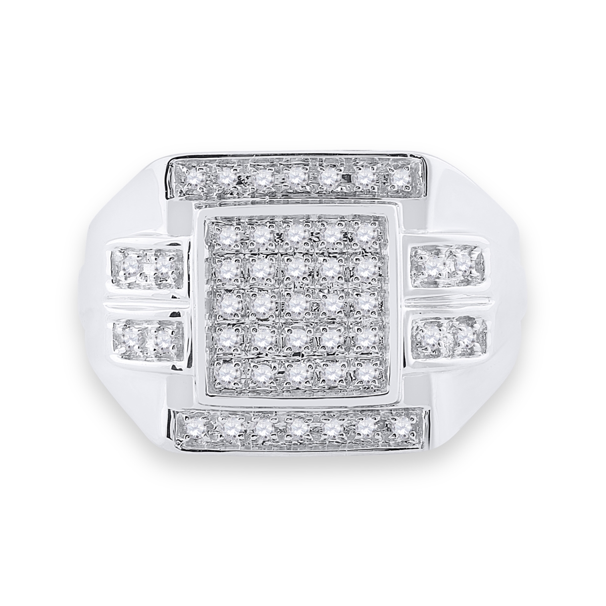 Picture of Gold N Diamonds 40640 10 KT White Gold Mens Round Diamond Square Cluster Ring - 0.33 CTTW - Size 10