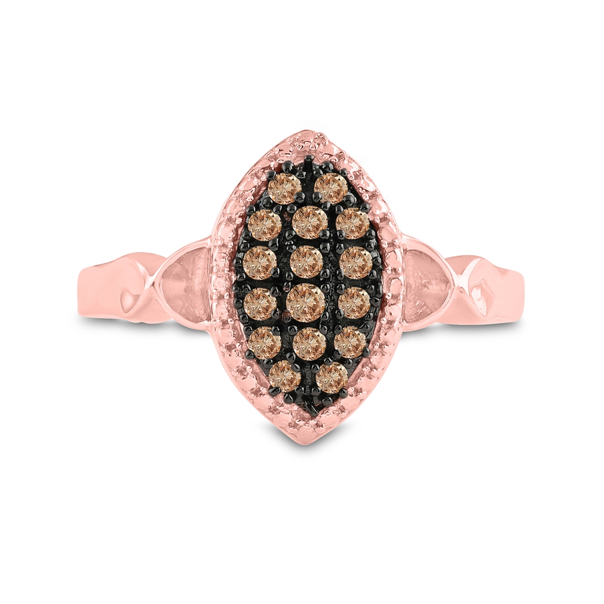 Picture of Gold N Diamonds 90357 10Kt Rose Gold Womens Round Brown Diamond Oval Cluster Ring - 0.2 CTTW
