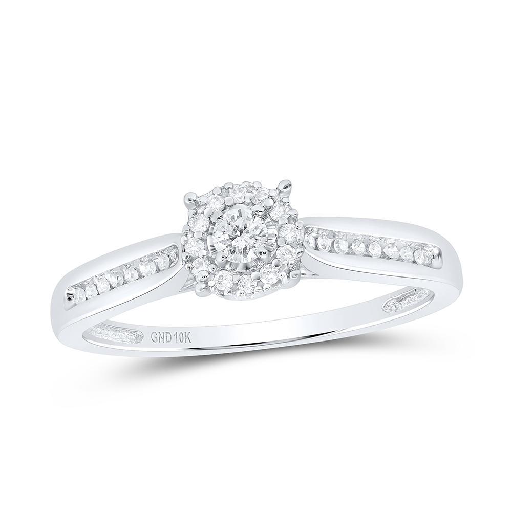 Picture of Gold N Diamonds 100775 10Kt White Gold Womens Round Diamond Solitaire Bridal Wedding Engagement Ring - 0.17 CTTW