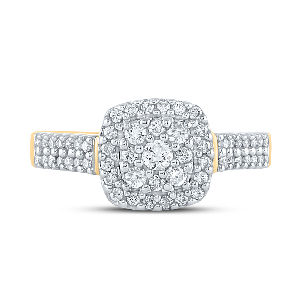 Picture of Gold N Diamonds 108782 0.5 CTW 10K Yellow Gold Womens Round Diamond Cluster Bridal Wedding Engagement Ring - Size 7