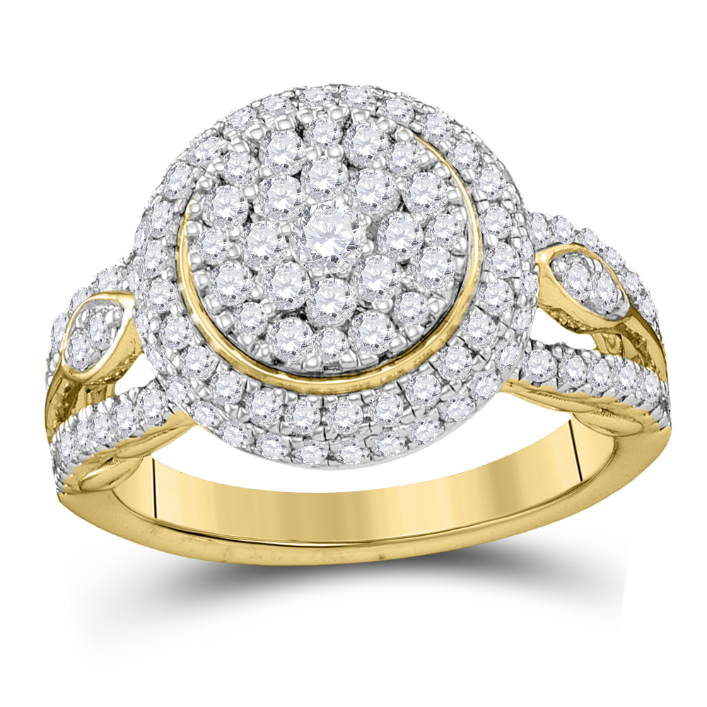 Picture of Gold N Diamonds 109473 1.33 CTW 14K Yellow Gold Womens Round Diamond Cluster Bridal Wedding Engagement Ring - Size 7