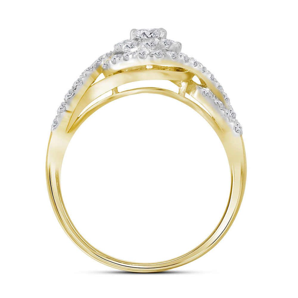 Picture of Gold N Diamonds 111759 1 CTW 14K Yellow Gold Womens Round Diamond Swirl Bridal Wedding Engagement Ring Band Set - Certified - Size 7