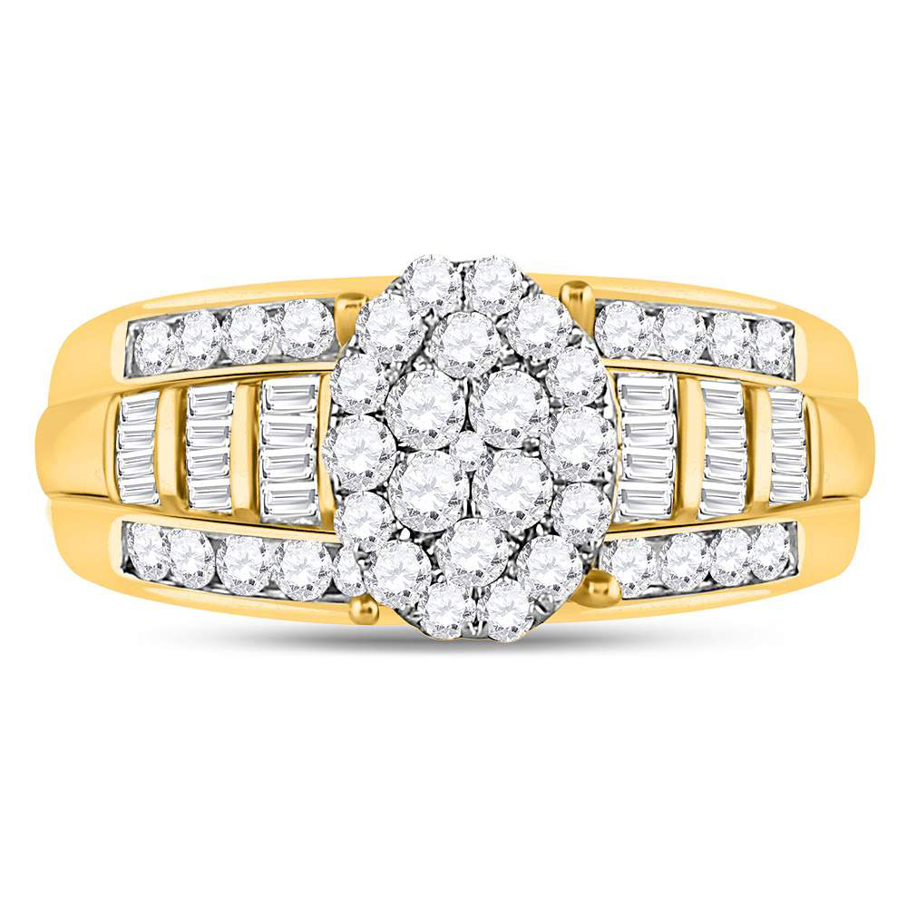 Picture of Gold N Diamonds 112823 1 CTW 10K Yellow Gold Womens Diamond Oval Cluster Bridal Wedding Engagement Ring - Size 7