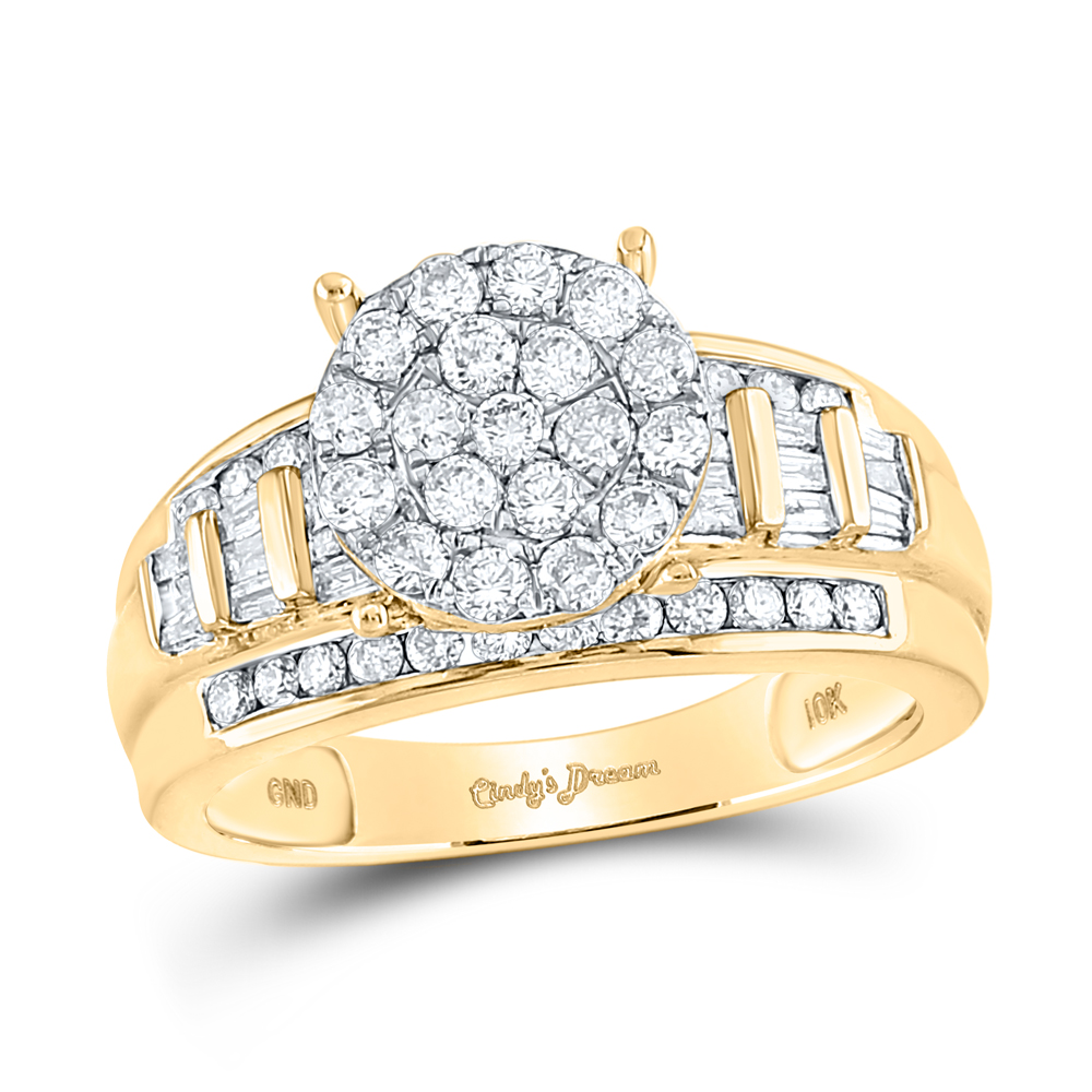 Picture of Gold N Diamonds 113057 1 CTW 10K Yellow Gold Womens Round Diamond Cindys Dream Cluster Bridal Wedding Engagement Ring - Size 6