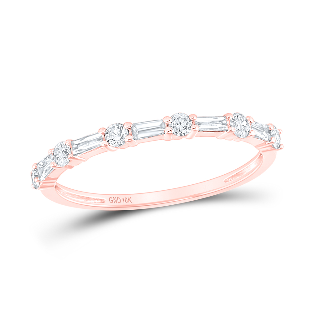 Picture of Gold N Diamonds 118215 0.37 CTW Diamond ANA M 10K Rose Gold Womens Round Baguette Diamond Stackable Band Ring - Size 7