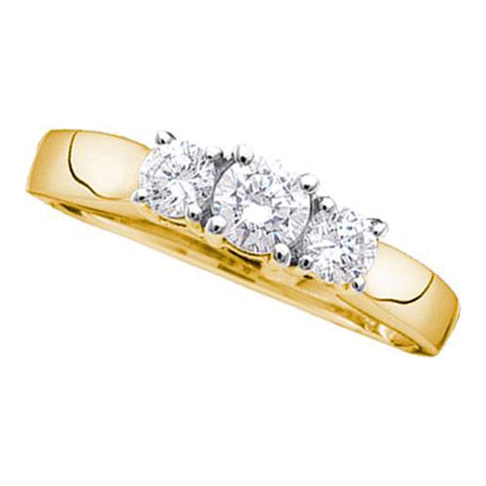 Picture of Gold N Diamonds 11496 14KT Yellow Gold Women Round Diamond 3-Stone Bridal Wedding Engagement Ring 1.00 CTTW - Size 7