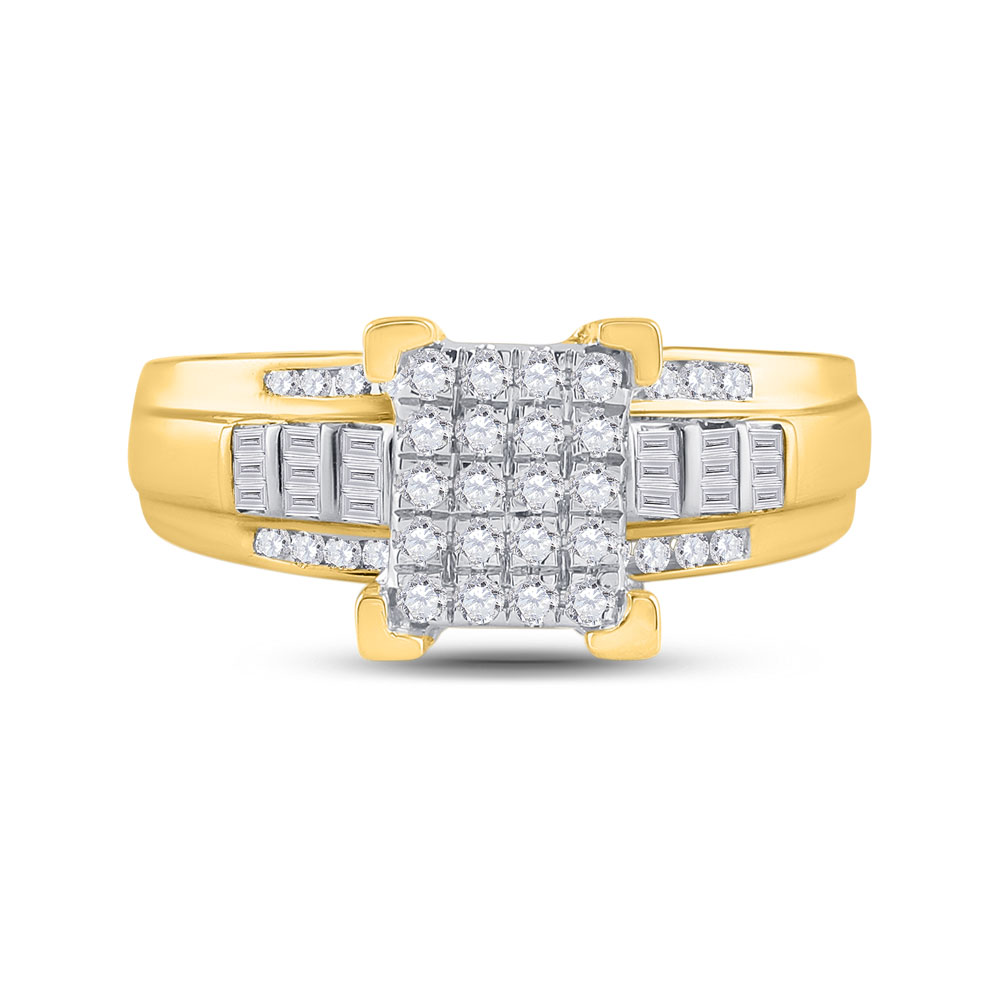Picture of Gold N Diamonds 116371 0.5 CTW 10K Yellow Gold Womens Round Diamond Cindys Dream Cluster Bridal Wedding Engagement Ring - Size 10