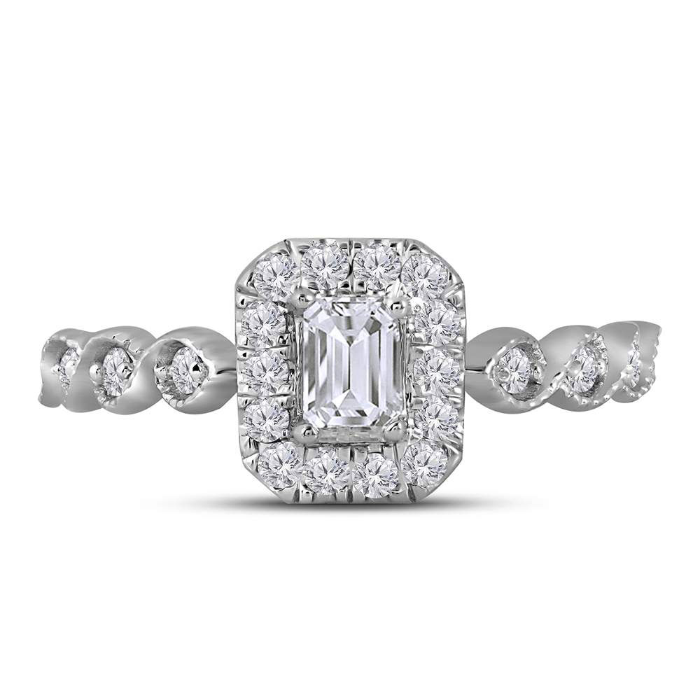 Picture of Gold N Diamonds 118432 0.75 CTW 14K Two-Tone Gold Womens Emerald Diamond Solitaire Bridal Wedding Engagement Ring - Certified - Size 7