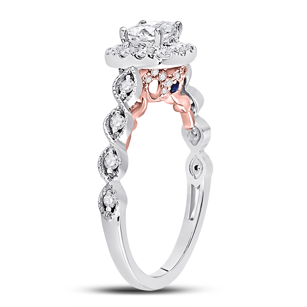 Picture of Gold N Diamonds 118420 0.75 CTW 14K Two-Tone Gold Womens Princess Diamond Solitaire Bridal Wedding Engagement Ring - Certified - Size 7