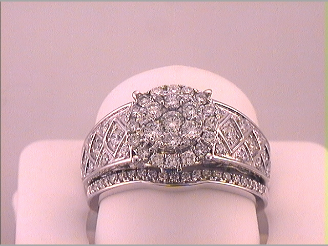 Picture of Gold N Diamonds 127647 1 CTW 14K White Gold Diamond ANA M 0.05 CTW Sapphire Cherie Bridal Ring Set