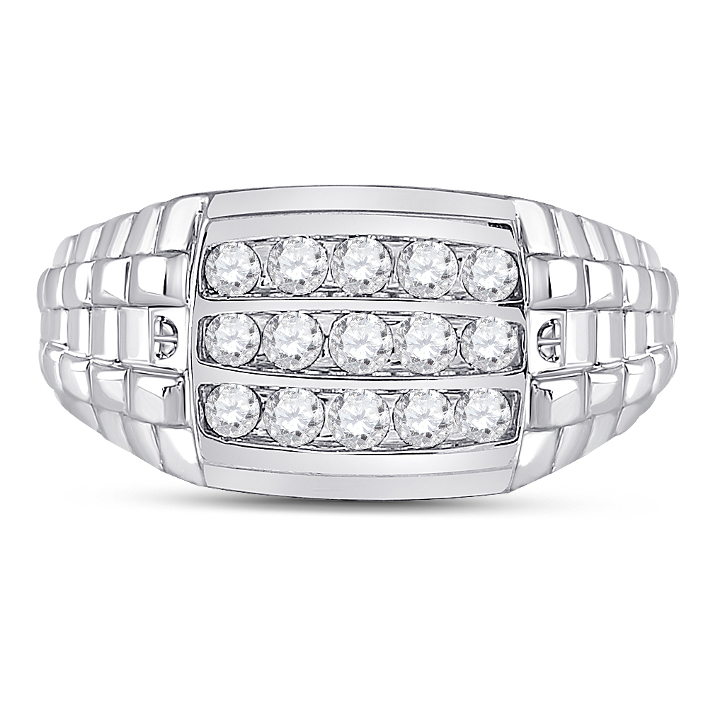 Picture of Gold N Diamonds 152473 0.75 CTW 10K White Gold Mens Round Diamond Channel Set Band Ring - Size 10