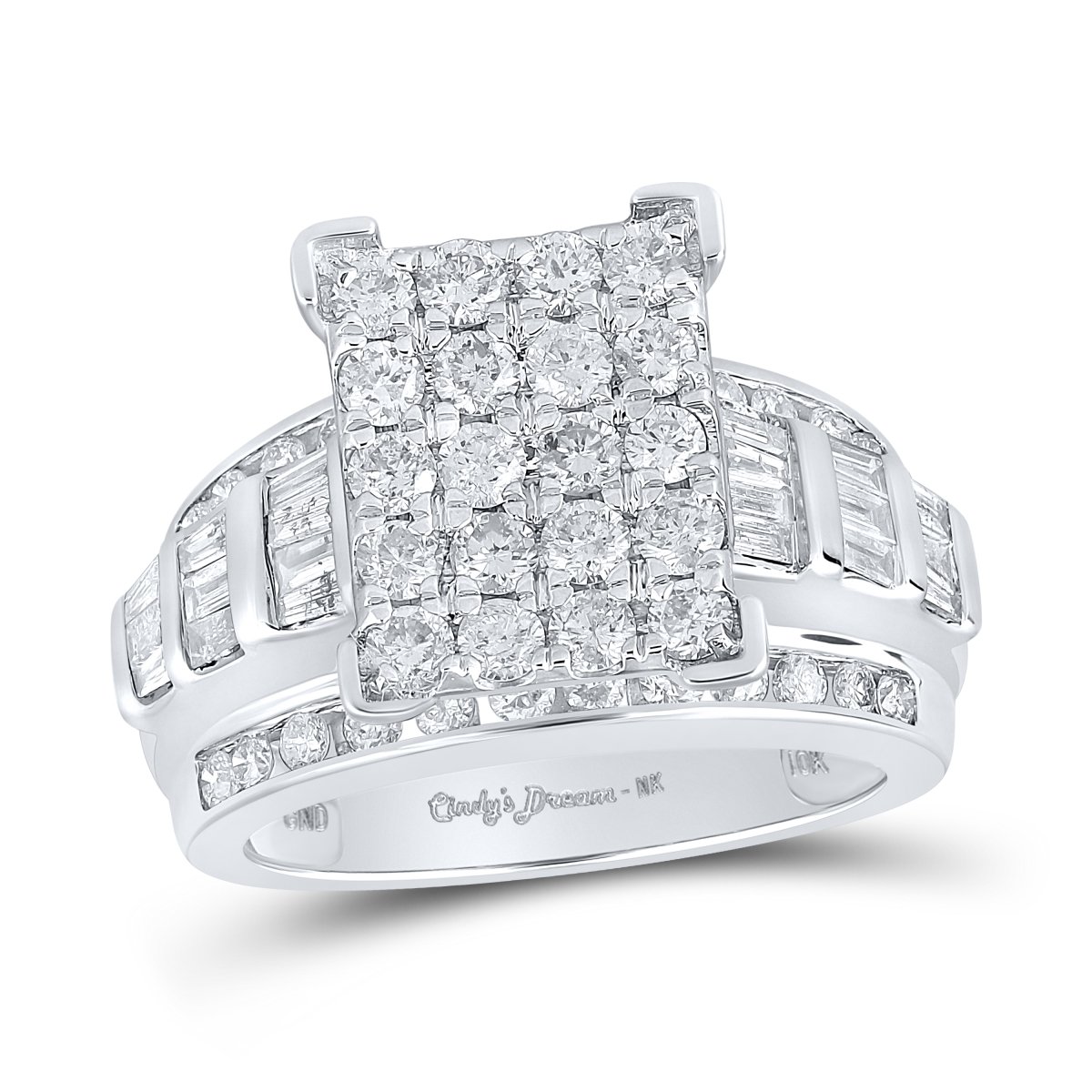 Picture of Gold N Diamonds 163308 2 CTW 10K White Gold Diamond NK Fashion Ring - Size 8
