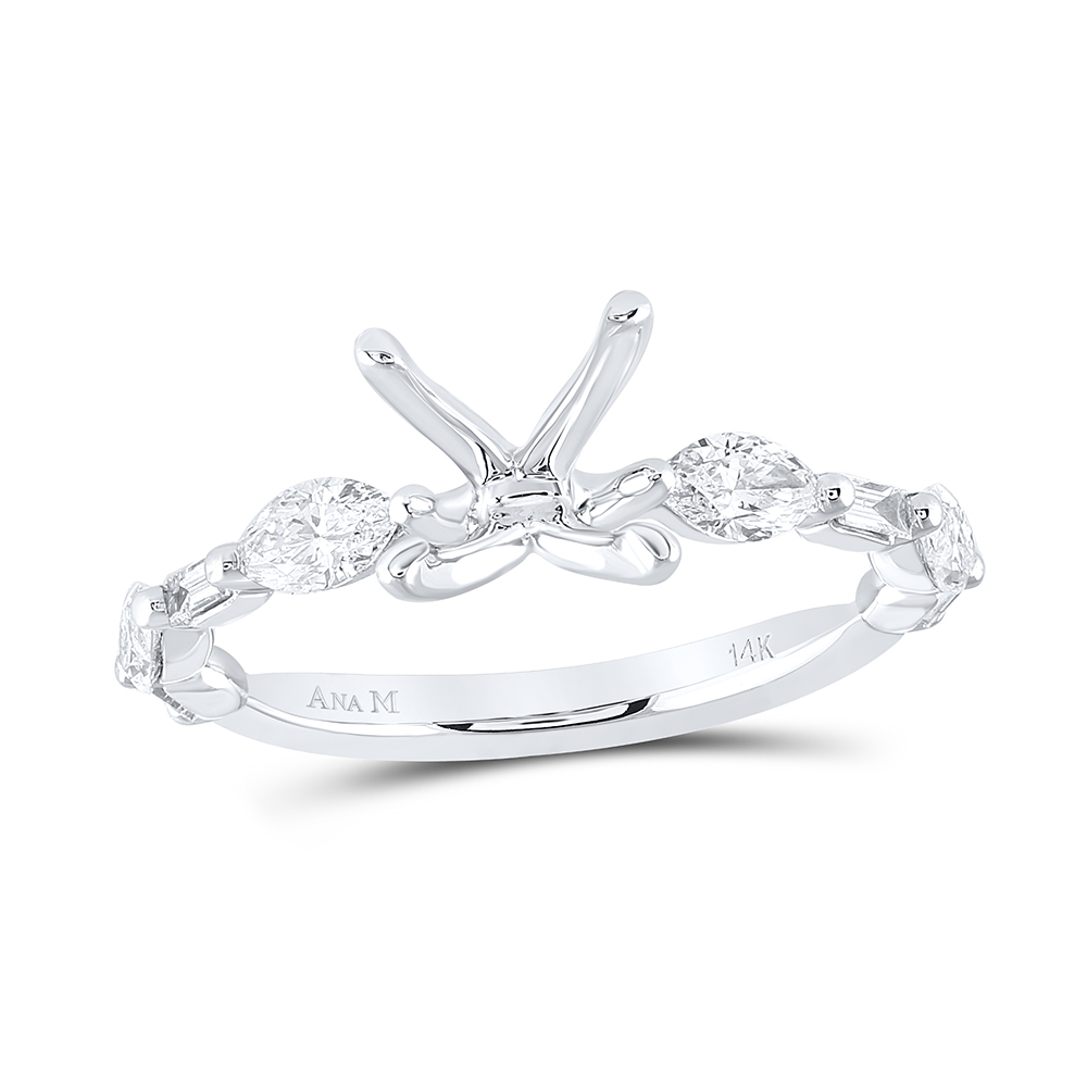 Picture of Gold N Diamonds 168421 0.75 CTW 14K White Gold Diamond ANA M 1.5 CTW CRD Semi-Mount Single Halo Engagement Ring