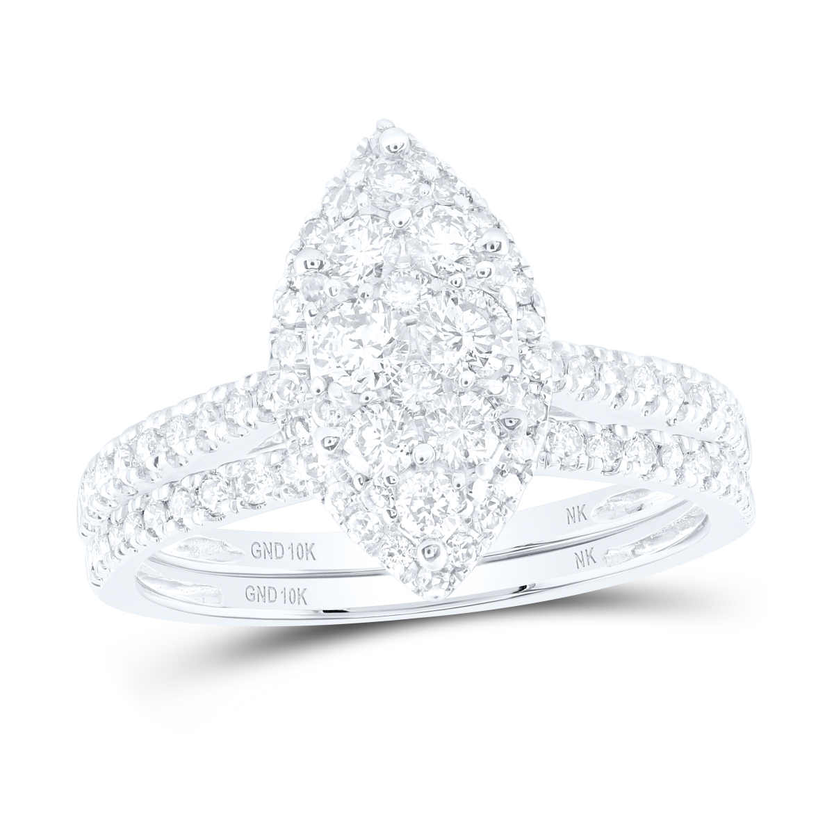 Picture of Gold N Diamonds 173567 1 CTW 10K White Gold Diamond NK Fashion Marquise Bridal Ring Set