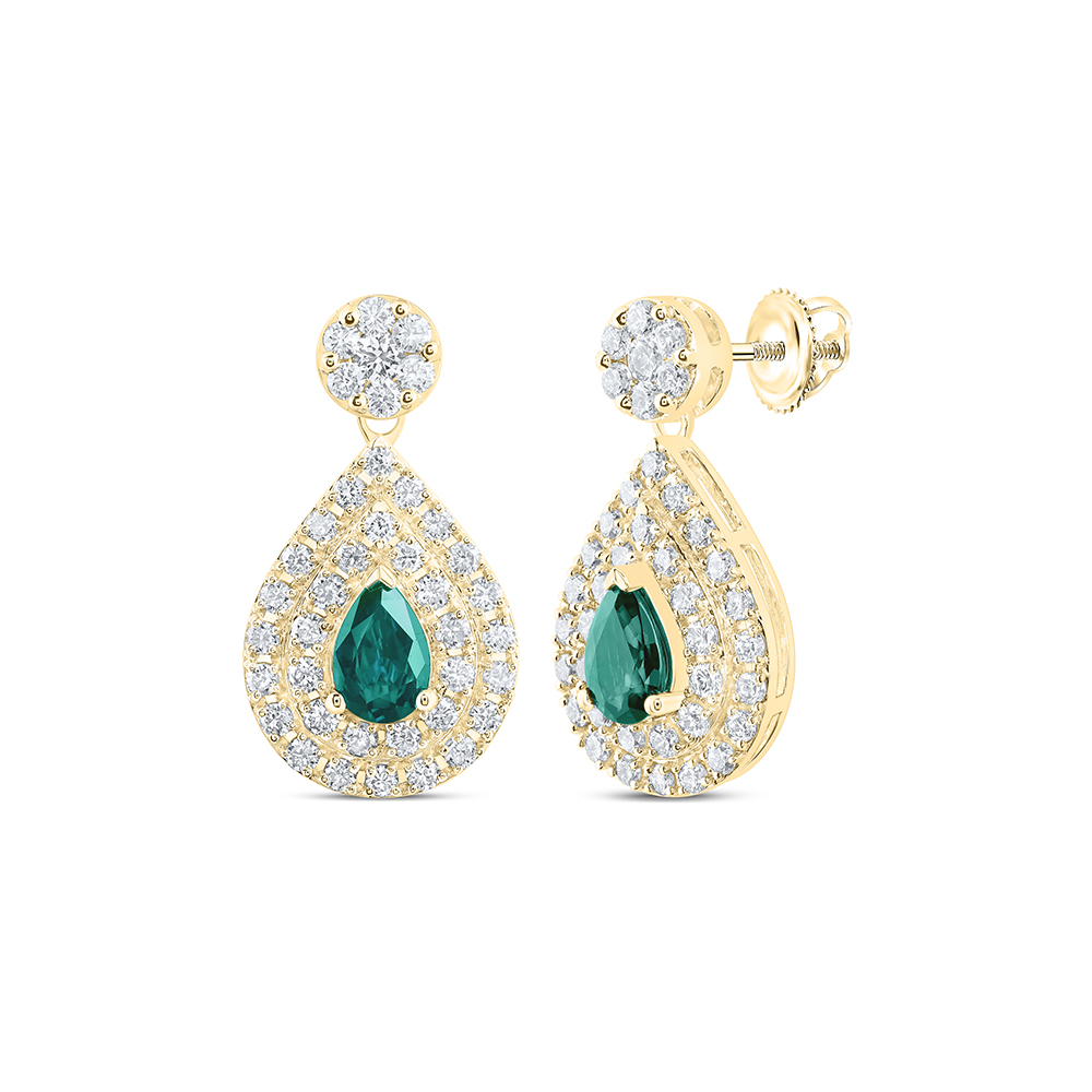 Picture of Gold N Diamonds 174096 1 CTW 14K Yellow Gold Diamond NK 6 x 4 mm Emerald Fashion Pear Earring