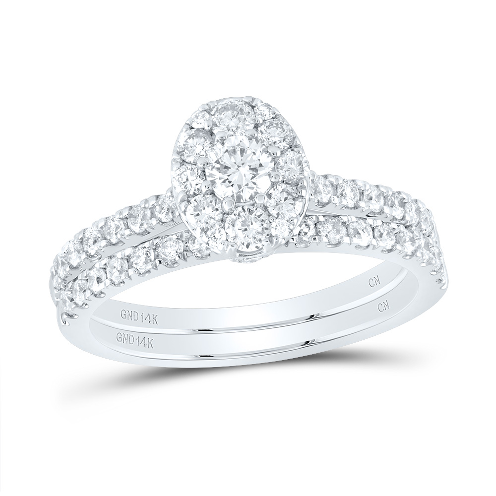 Picture of Gold N Diamonds 179137 1 CTW 14K White Gold Diamond CN Round Single Halo Bridal Ring Set