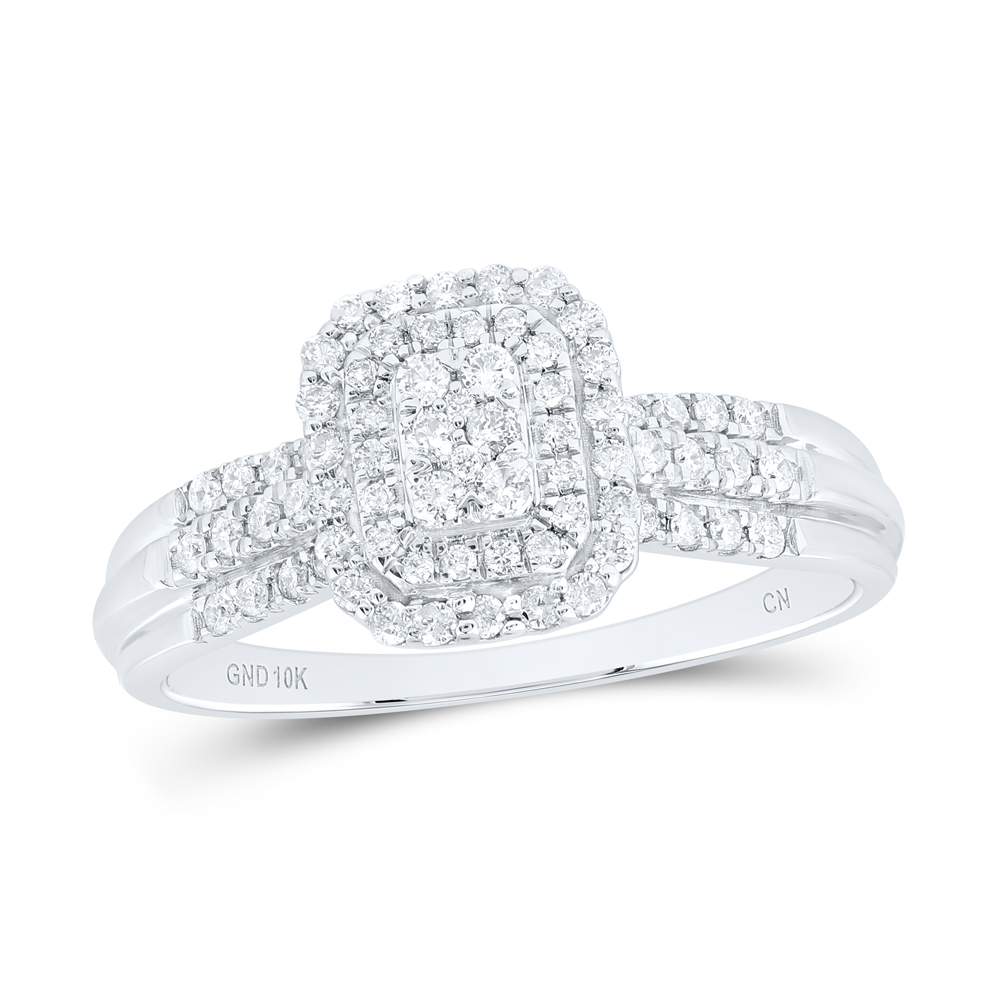 Picture of Gold N Diamonds 179716 0.33 CTW Diamond Channel Emerald Double Halo Bridal Ring
