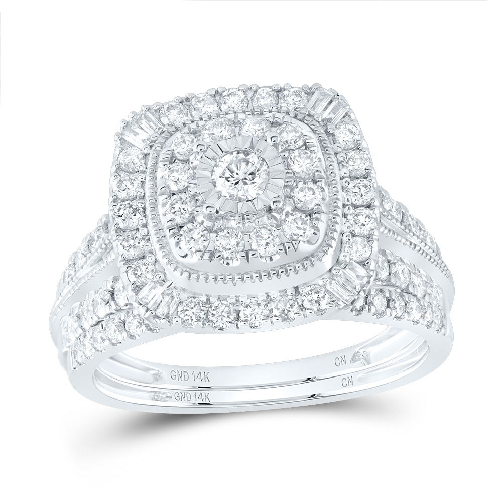 Picture of Gold N Diamonds 179346 1 CTW 14K White Gold Diamond CN Fashion Cushion Bridal Ring Set