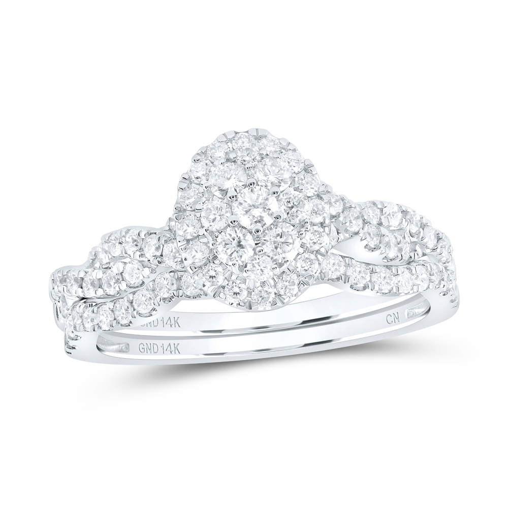 Picture of Gold N Diamonds 179201 0.75 CTW 14K White Gold Diamond CN Oval Single Halo Bridal Ring Set