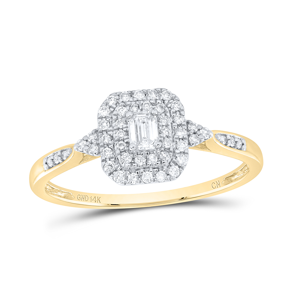 Picture of Gold N Diamonds 183389 0.33 CTW Diamond Channel Emerald Double Halo Engagement Ring