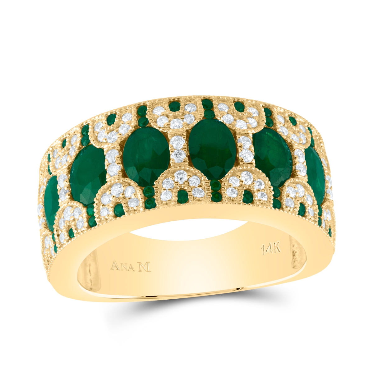Picture of Gold N Diamonds 184270 0.33 CTW Diamond ANA M 1.87 Cut OV-EM & 0.16 Cut RD-EM NAT Gemstone Ring