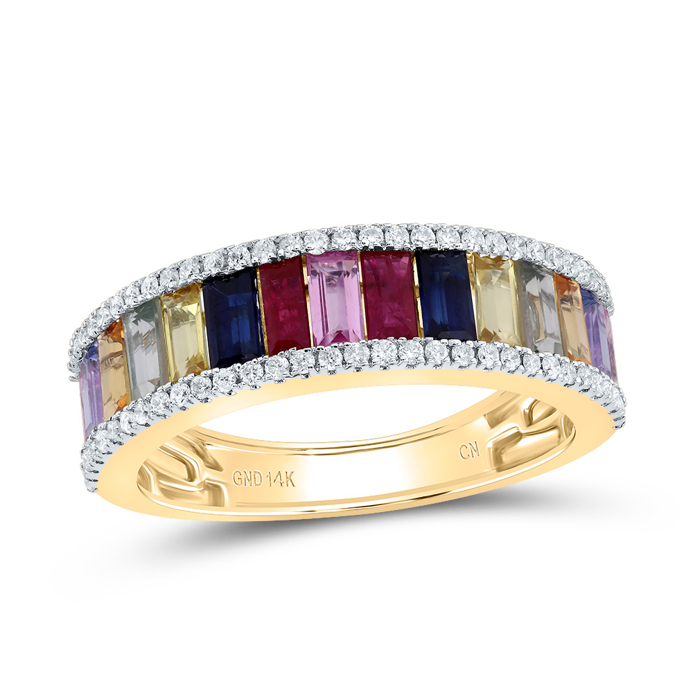 Picture of Gold N Diamonds 185363 0.25 CTW Diamond CN 2 Cut Bag-NAT Gemstone Multi Clear Sapphire Ring