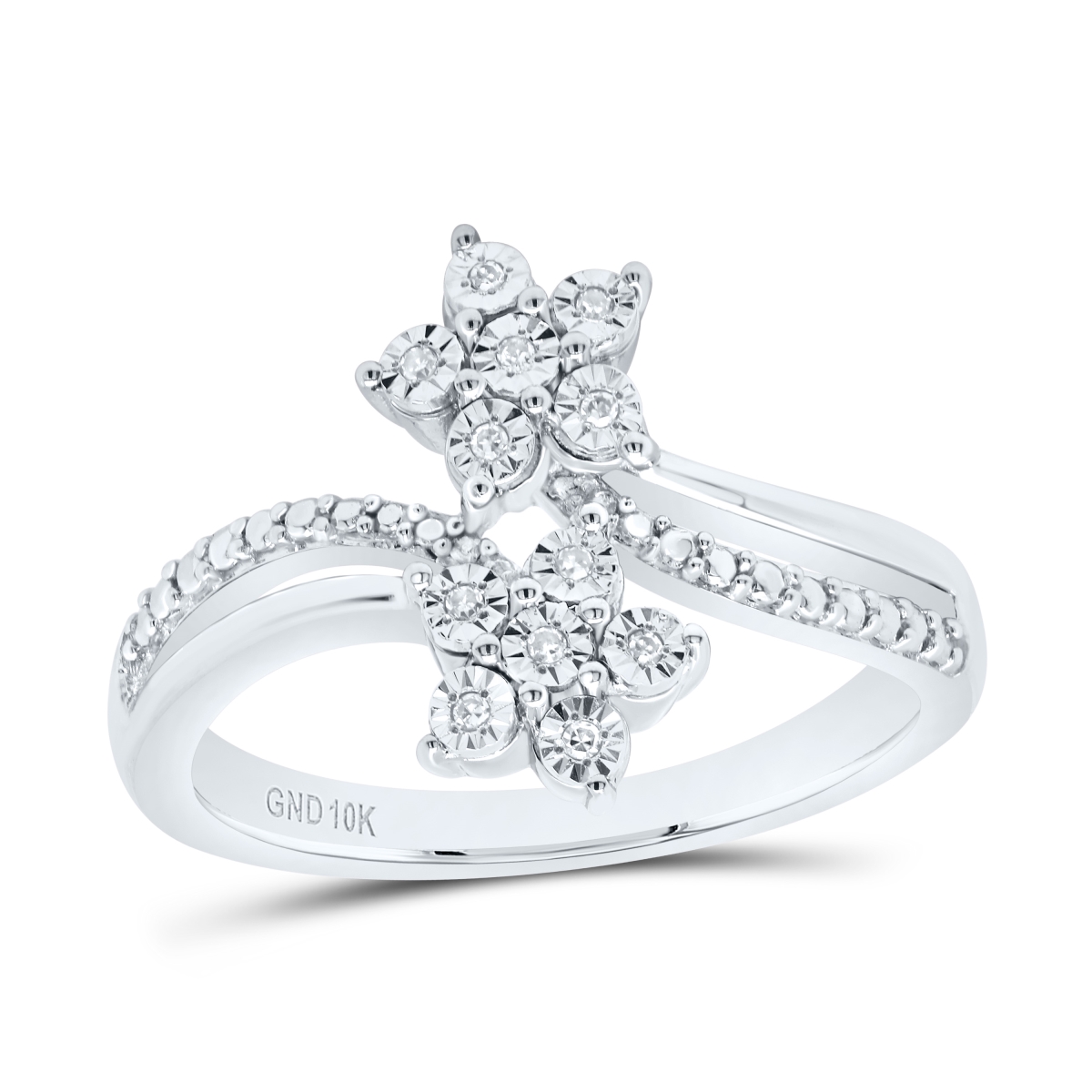Picture of Gold N Diamonds 185010 0.05 CTW Sterling Silver Diamond P1 Gift Flower Ring