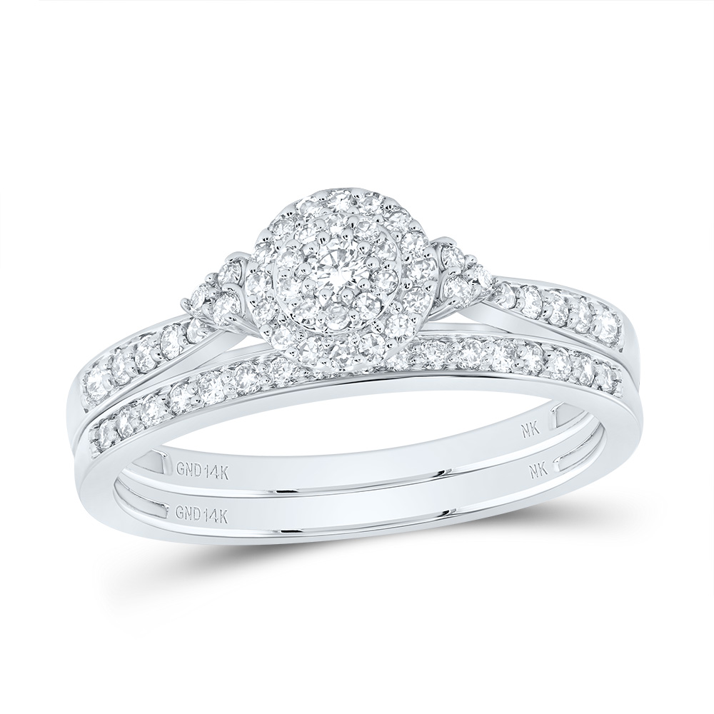 Picture of Gold N Diamonds 187716 0.5 CTW 14K White Gold Diamond NK Round Double Halo Bridal Ring Set