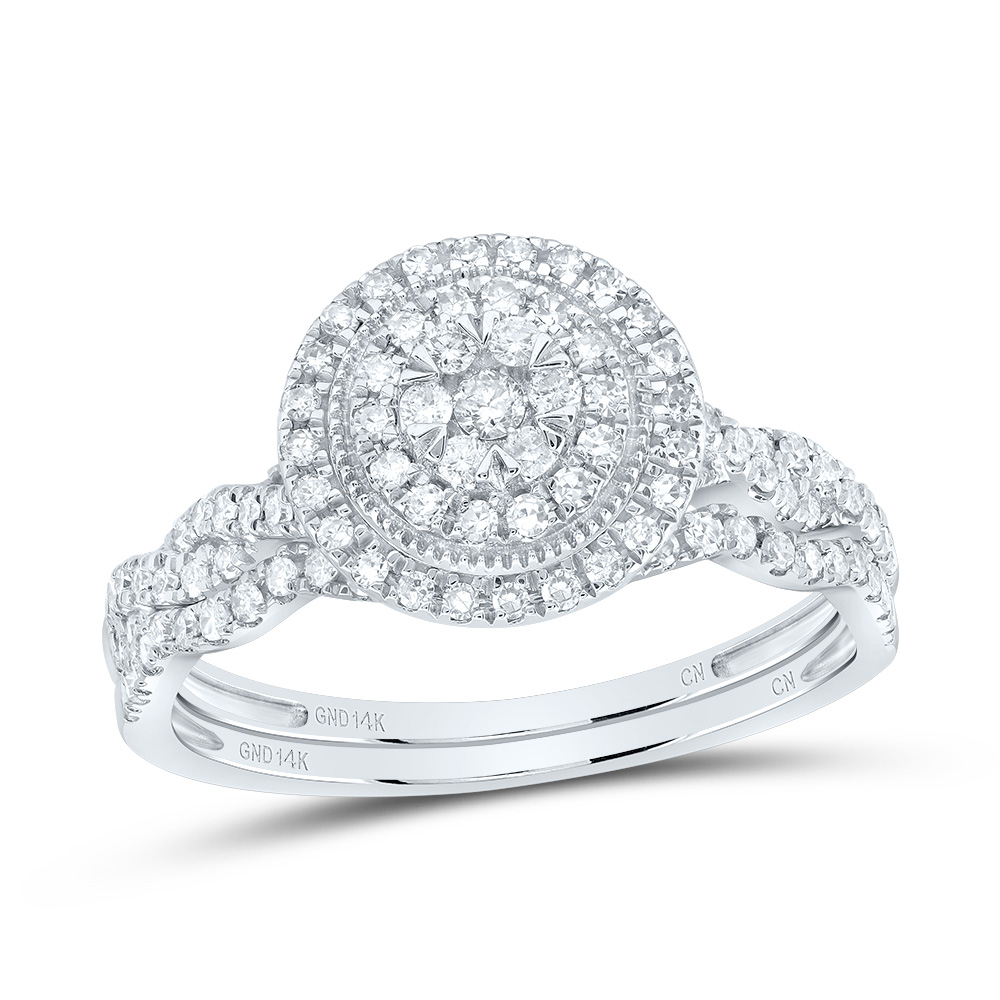Picture of Gold N Diamonds 187690 0.5 CTW 14K White Gold Diamond CN Round Double Halo Bridal Ring Set