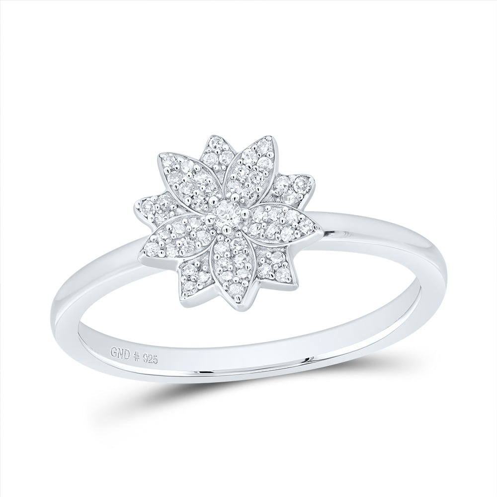 Picture of Gold N Diamonds 188256 0.12 CTW Sterling Silver Diamond P1 Gift Flower Ring