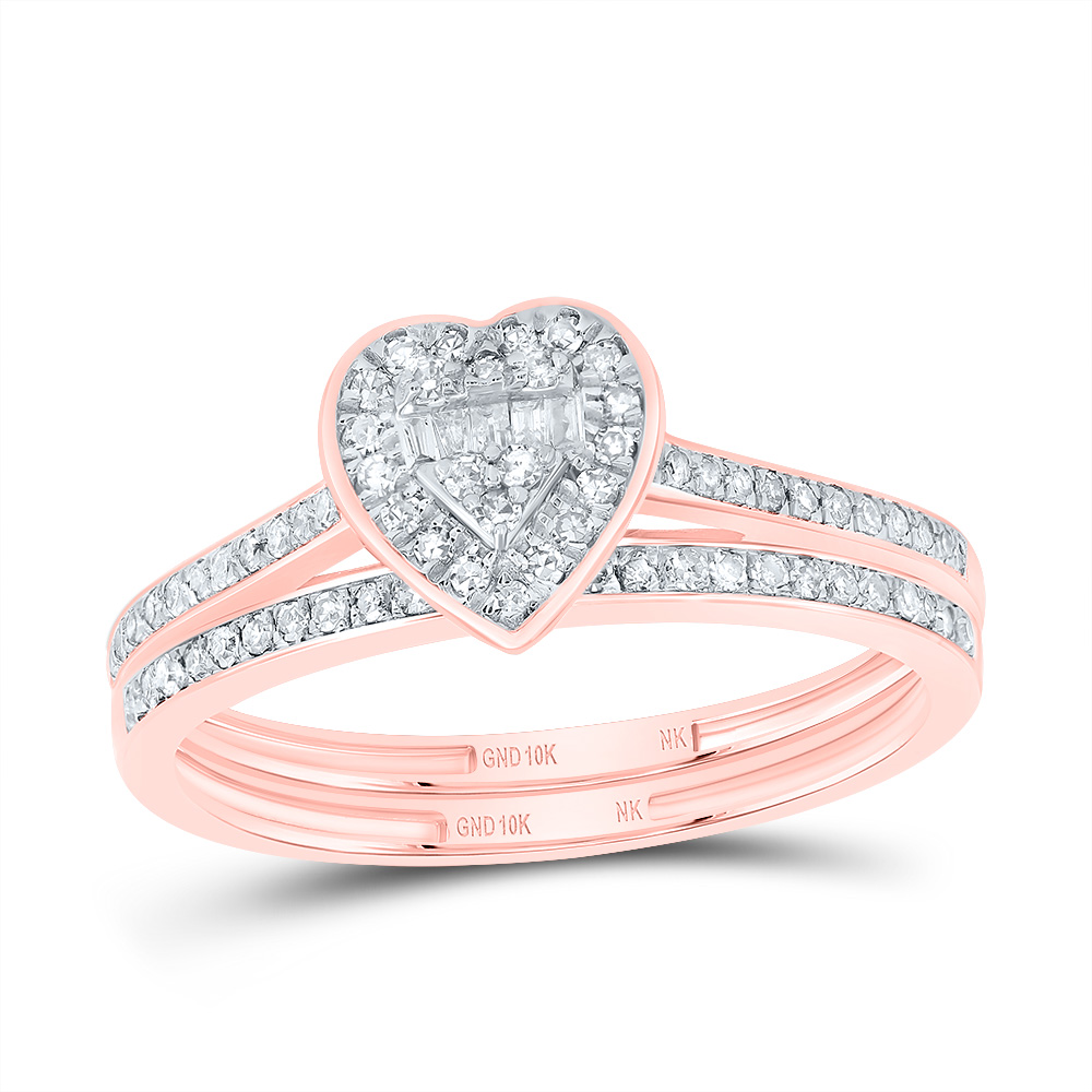 Picture of Gold N Diamonds 188312 0.33 CTW 10K Rose Gold Diamond NK Fashion Heart Bridal Ring Set