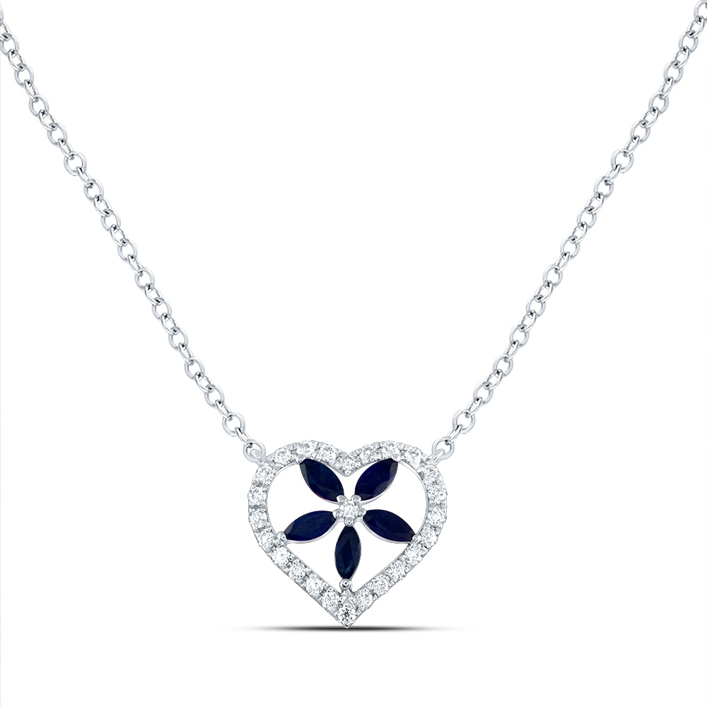 Picture of Gold N Diamonds 189810 18 in. 0.16 CTW Diamond ANA M 0.25 Cut MQ-BS NAT Gemstone Necklace