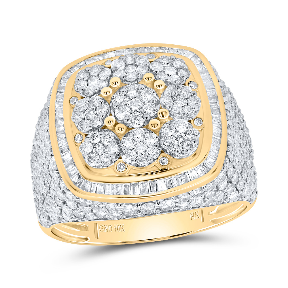 Picture of Gold N Diamonds 189894 3 CTW Diamond NK Cushion Head Flower Mens Ring
