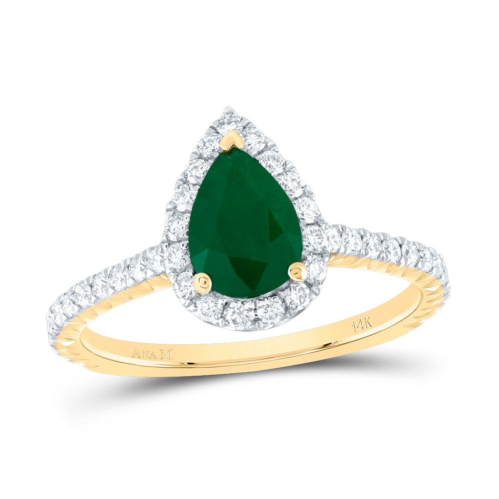 Picture of Gold N Diamonds 189315 8 x 5.5 mm-PS-EM 0.5 CTW Diamond Ana M Nat Gem Single Halo Engagement Ring
