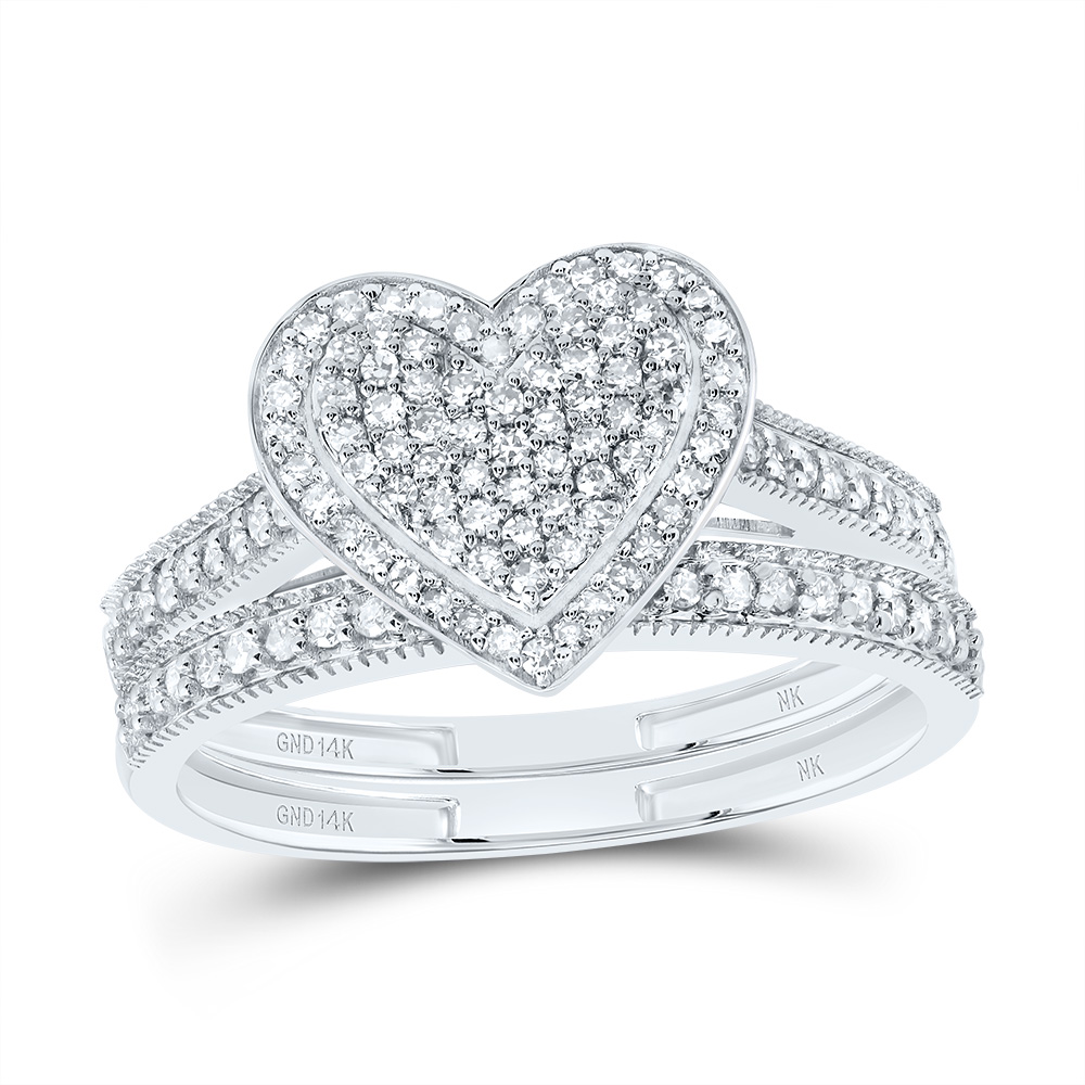 Picture of Gold N Diamonds 190479 0.37 CTW 14K White Gold Diamond NK Fashion Heart Bridal Ring Set