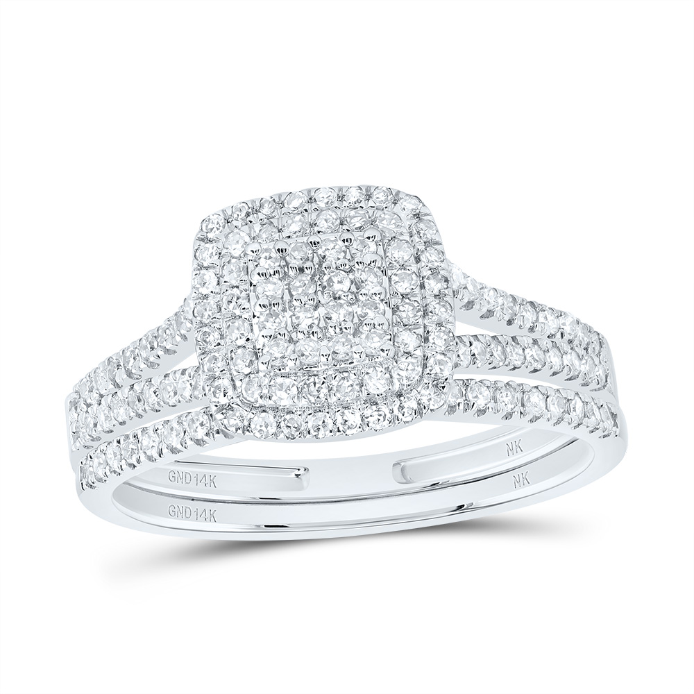 Picture of Gold N Diamonds 190460 0.5 CTW 14K White Gold Diamond NK Cushion Double Halo Bridal Ring Set
