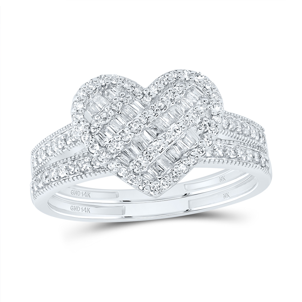 Picture of Gold N Diamonds 190491 0.5 CTW 14K White Gold Diamond NK Fashion Heart Bridal Ring Set