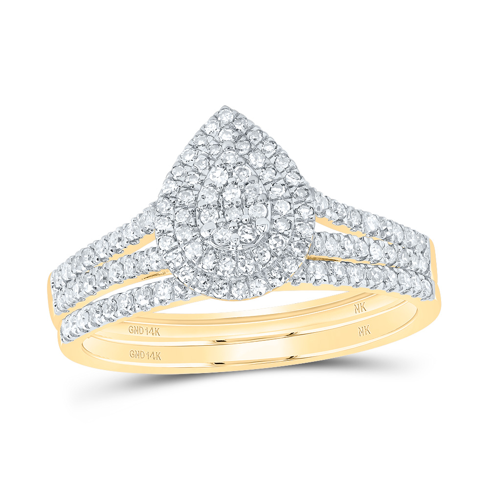 Picture of Gold N Diamonds 190517 0.38 CTW Diamond NK Pear Double Halo Bridal Set