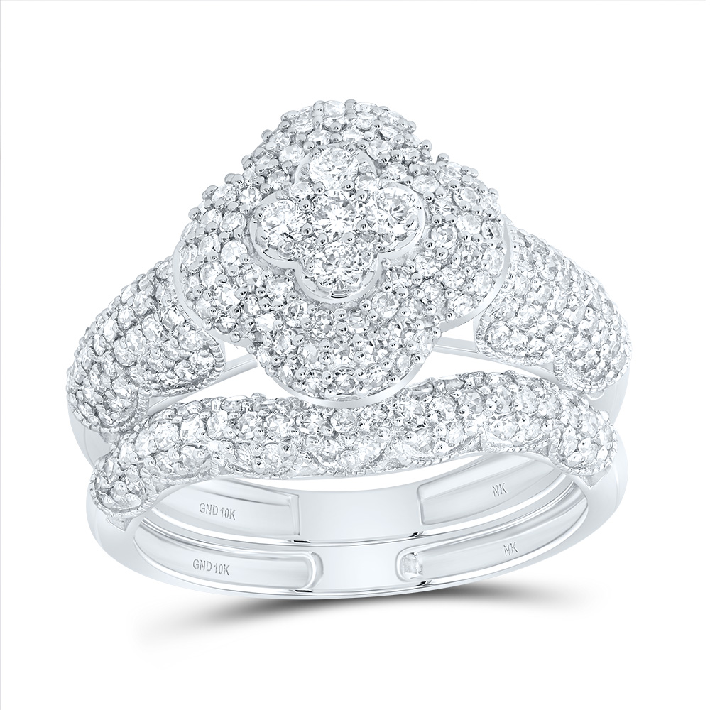 Picture of Gold N Diamonds 190919 1 CTW 10K White Gold Diamond NK Fashion Clover Bridal Ring Set