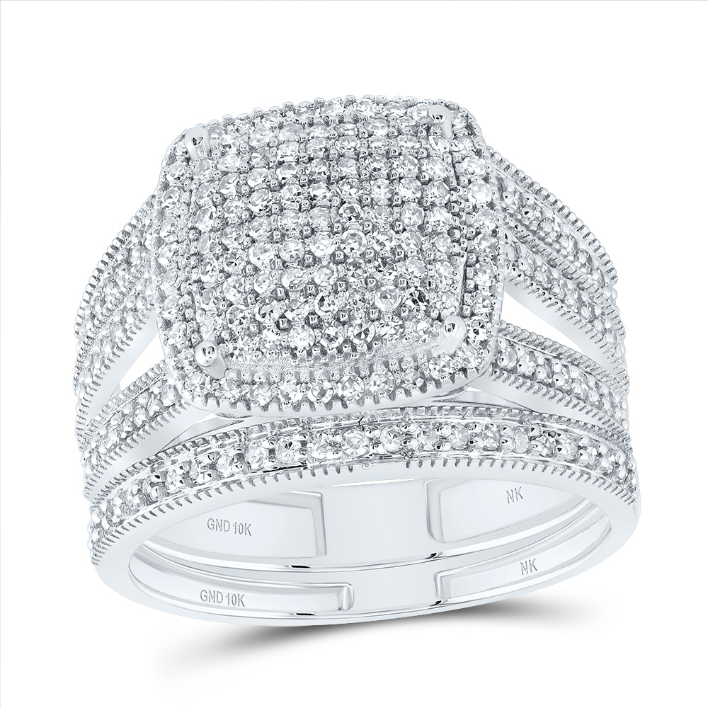 Picture of Gold N Diamonds 190656 0.75 CTW 10K White Gold Diamond NK Fashion Cushion Bridal Ring Set
